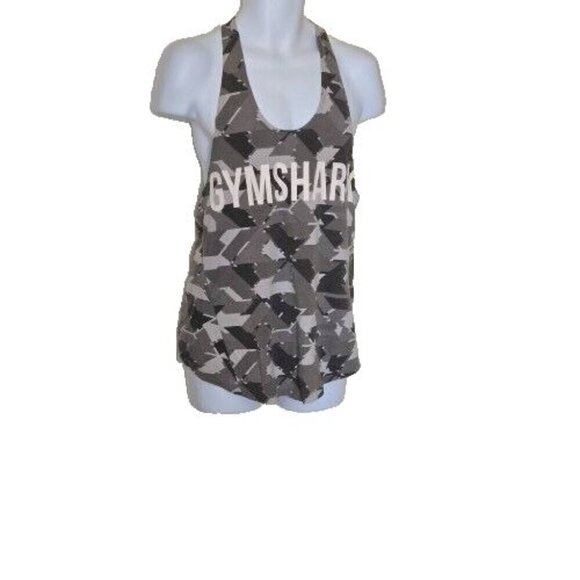 Gymshark men's Racerback Tank gray camo Sleeveless Drop Armhole Size M - Picture 1 of 6